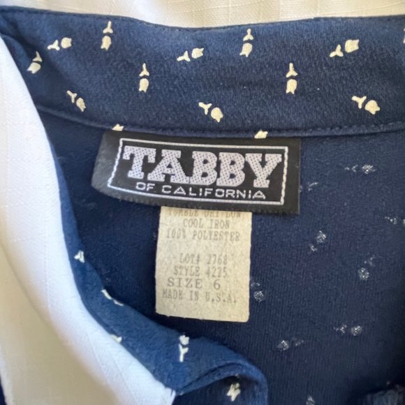 Tabby of California | Vintage Career Dress Blue Women’s Size 6 with Rose Pattern - Picture 4 of 10